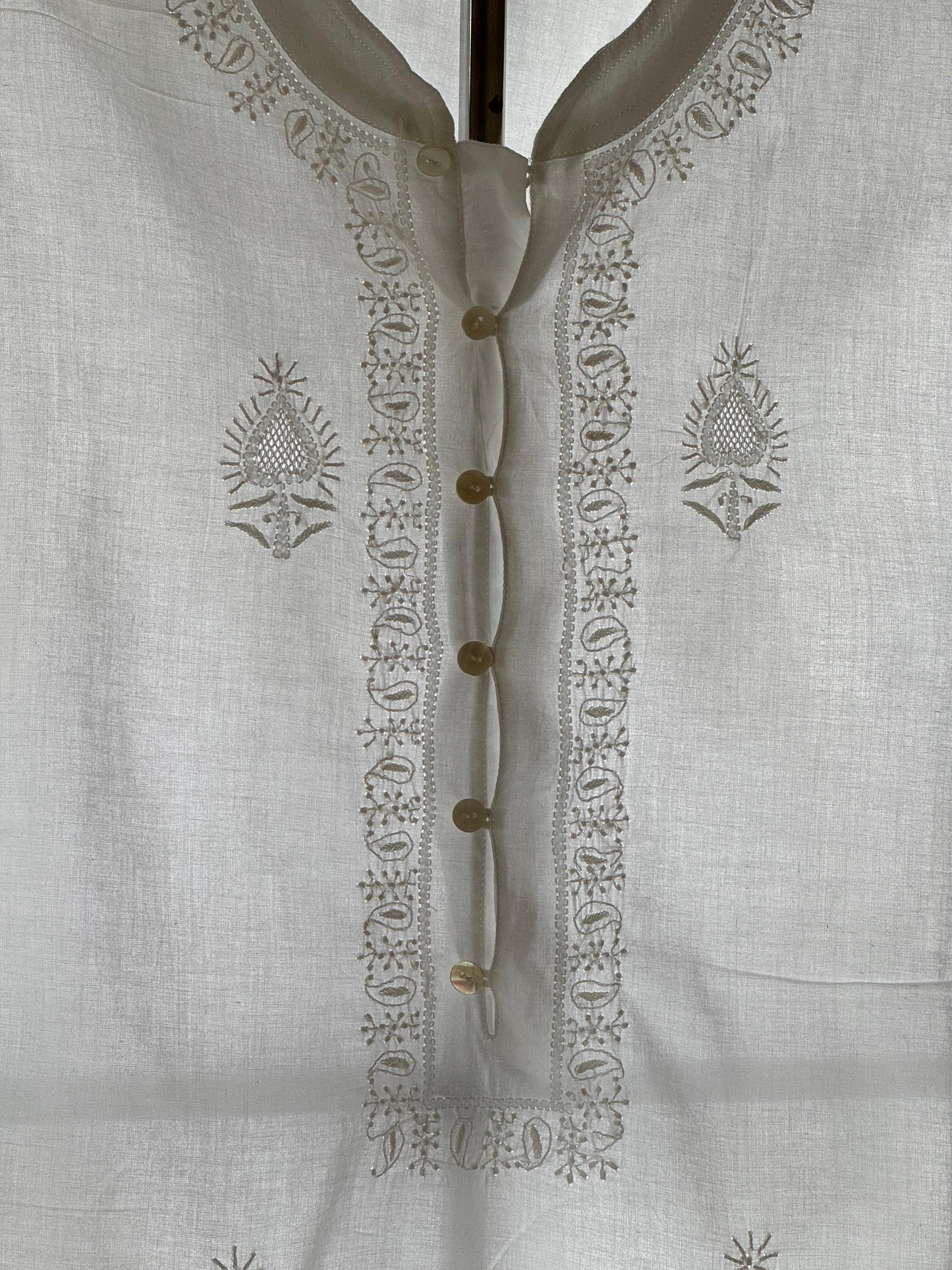 White Fine Chikankari Men's Cotton Kurta