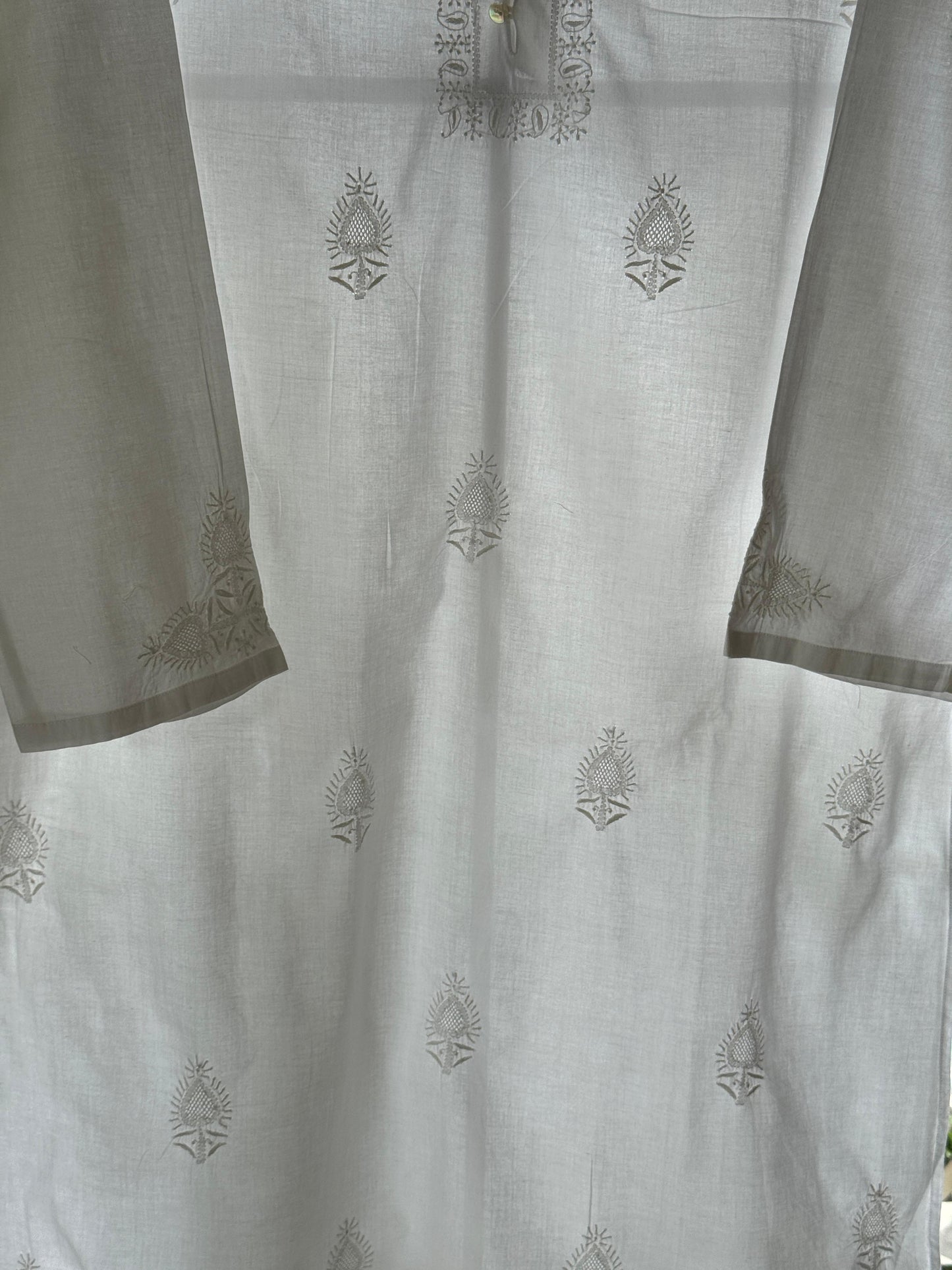 White Fine Chikankari Men's Cotton Kurta