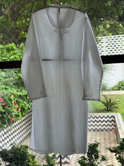 White Fine Chikankari Men's Cotton Kurta