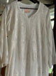 White Viscose Georgette Chikankari Mukaish Kamdani Straight Kurta