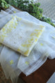 White & Yellow Noor Organza Silk Chikankari With Kamdani Fabric