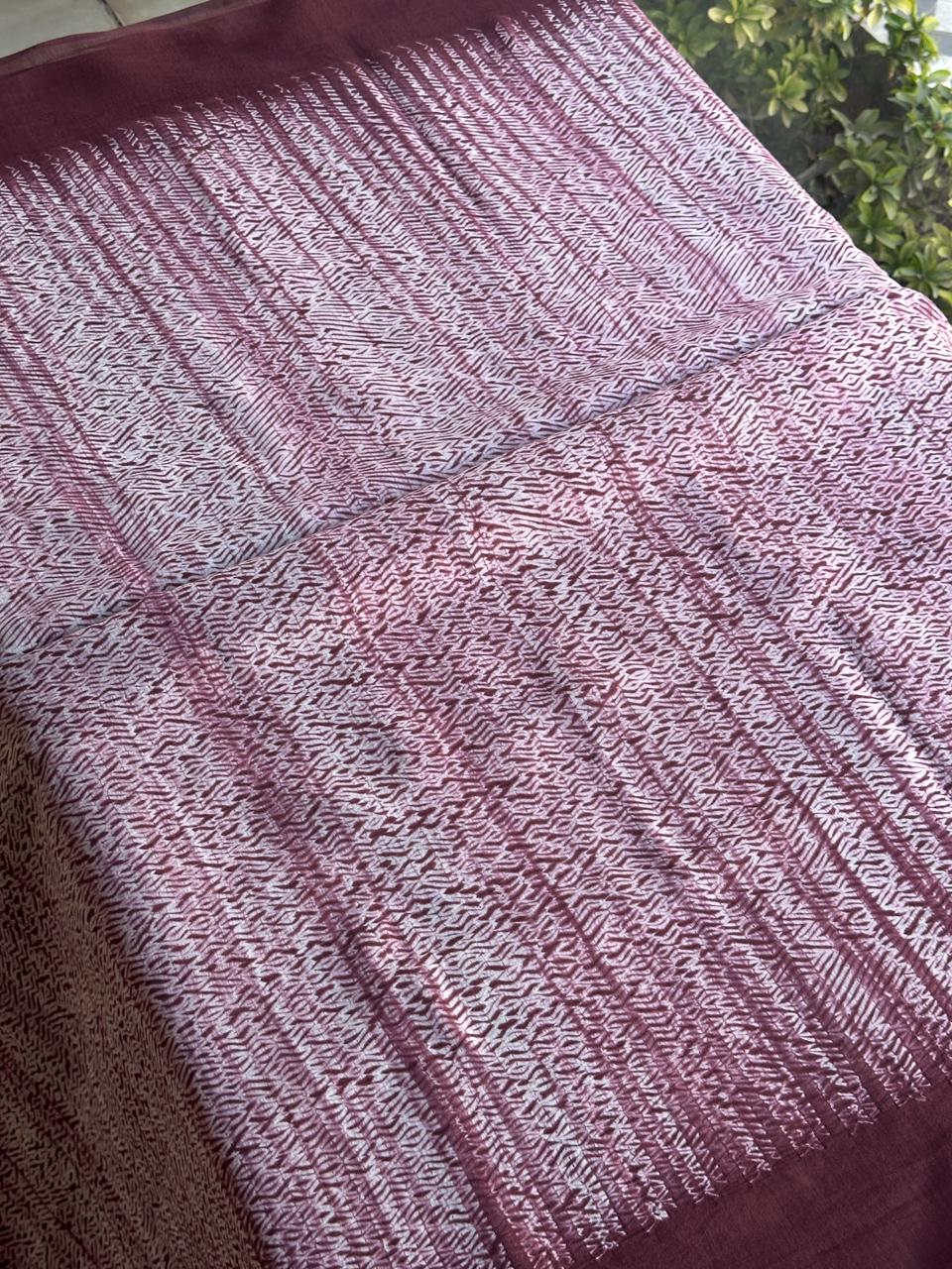 Wine Maroon Shibori Handloom Silk Saree with Contrast Border