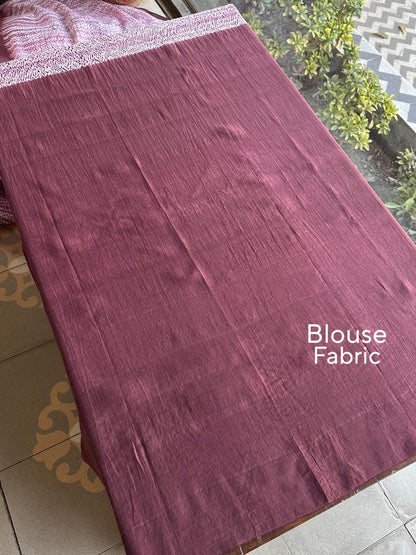 Wine Maroon Shibori Handloom Silk Saree with Contrast Border