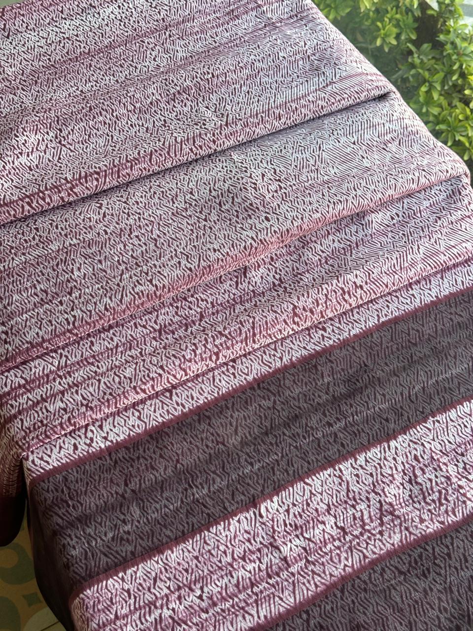 Wine Maroon Shibori Handloom Silk Saree with Contrast Border