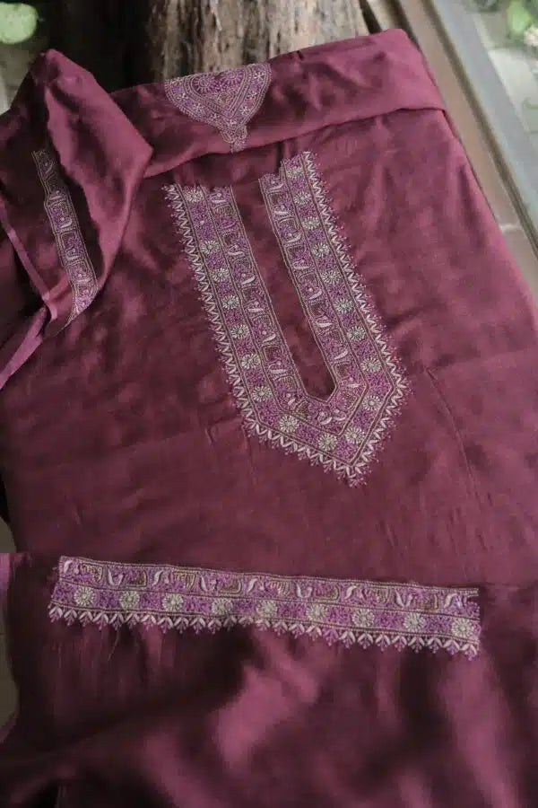 Wine Moonga Silk Men’s Kurta Fabrics