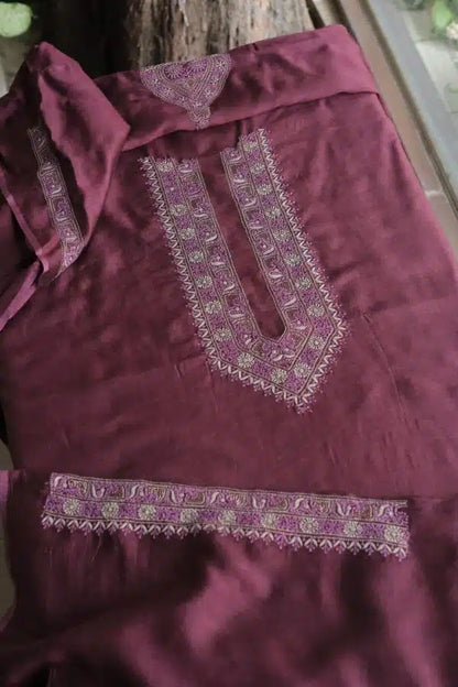 Wine Moonga Silk Men’s Kurta Fabrics