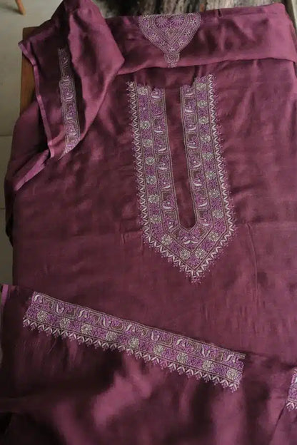 Wine Moonga Silk Men’s Kurta Fabrics