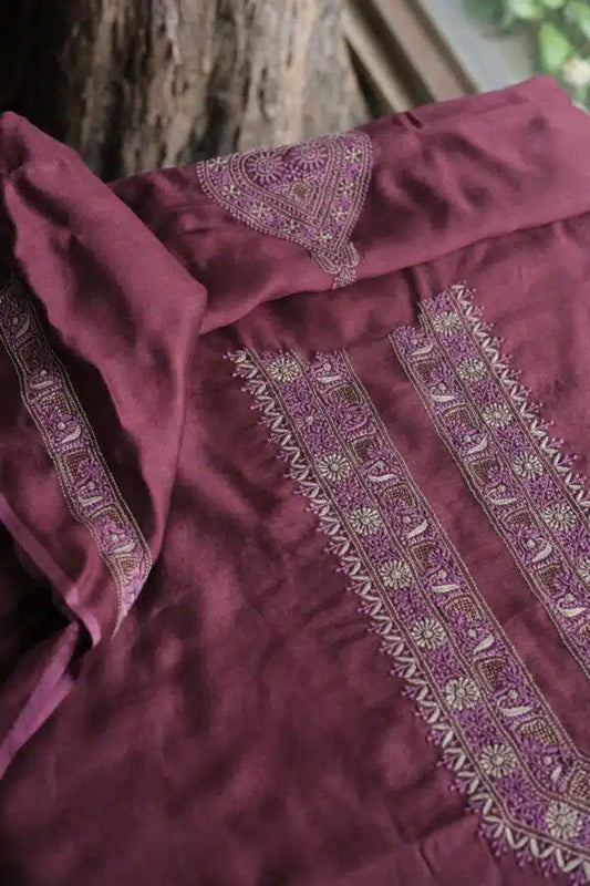Wine Moonga Silk Men’s Kurta Fabrics