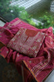 Wine Shade Roheen Tissue Silk Chikankari Unstitched Fabrics
