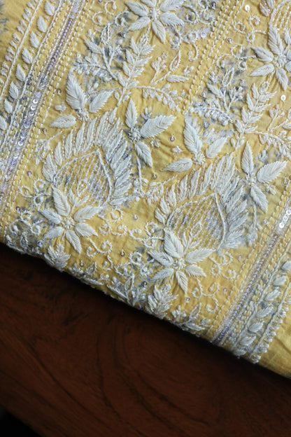 Yellow Cotton Unstitched Kurta Fabrics