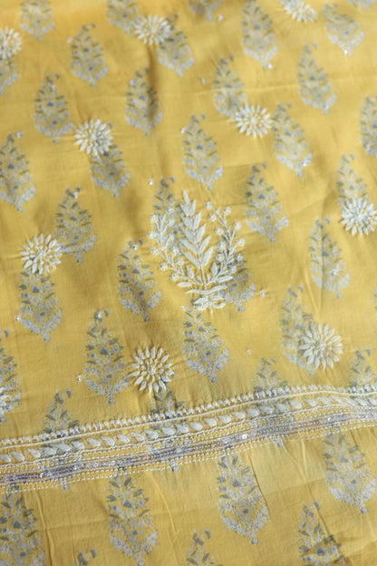 Yellow Cotton Unstitched Kurta Fabrics