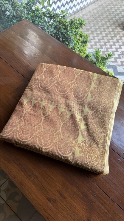 Yellow Chanderi Saree with Chikankari Embroidery & Banarasi Zari Border