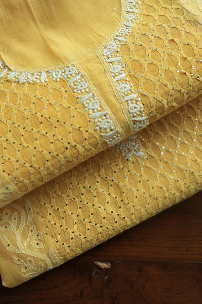Yellow Daraz Chikankari Kurta Fabrics