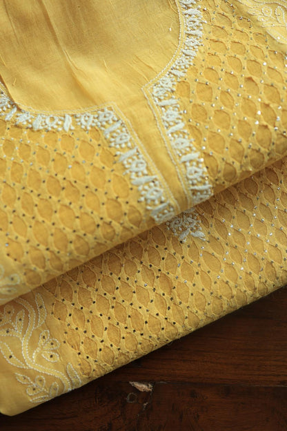 Yellow Daraz Chikankari Kurta Fabrics