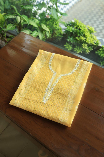 Yellow Daraz Chikankari Kurta Fabrics