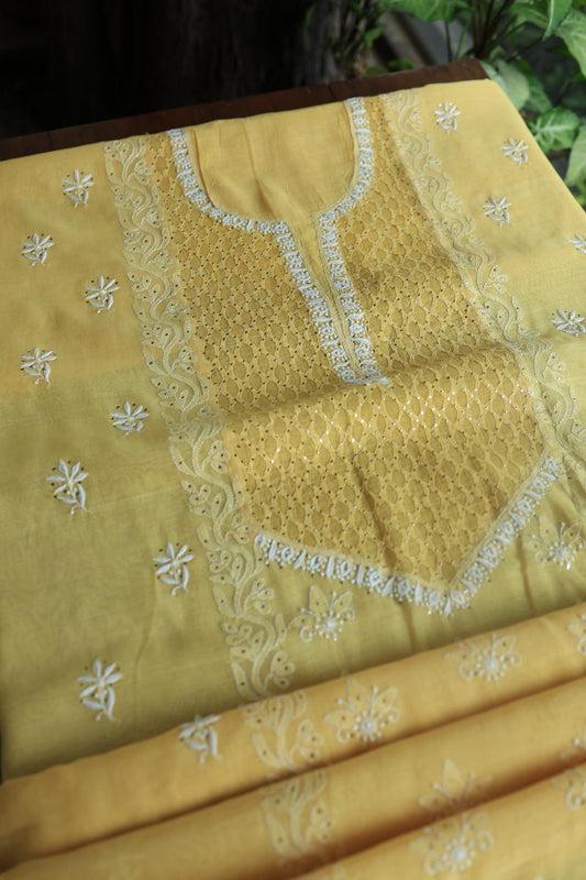 Yellow Daraz Chikankari Kurta Fabrics