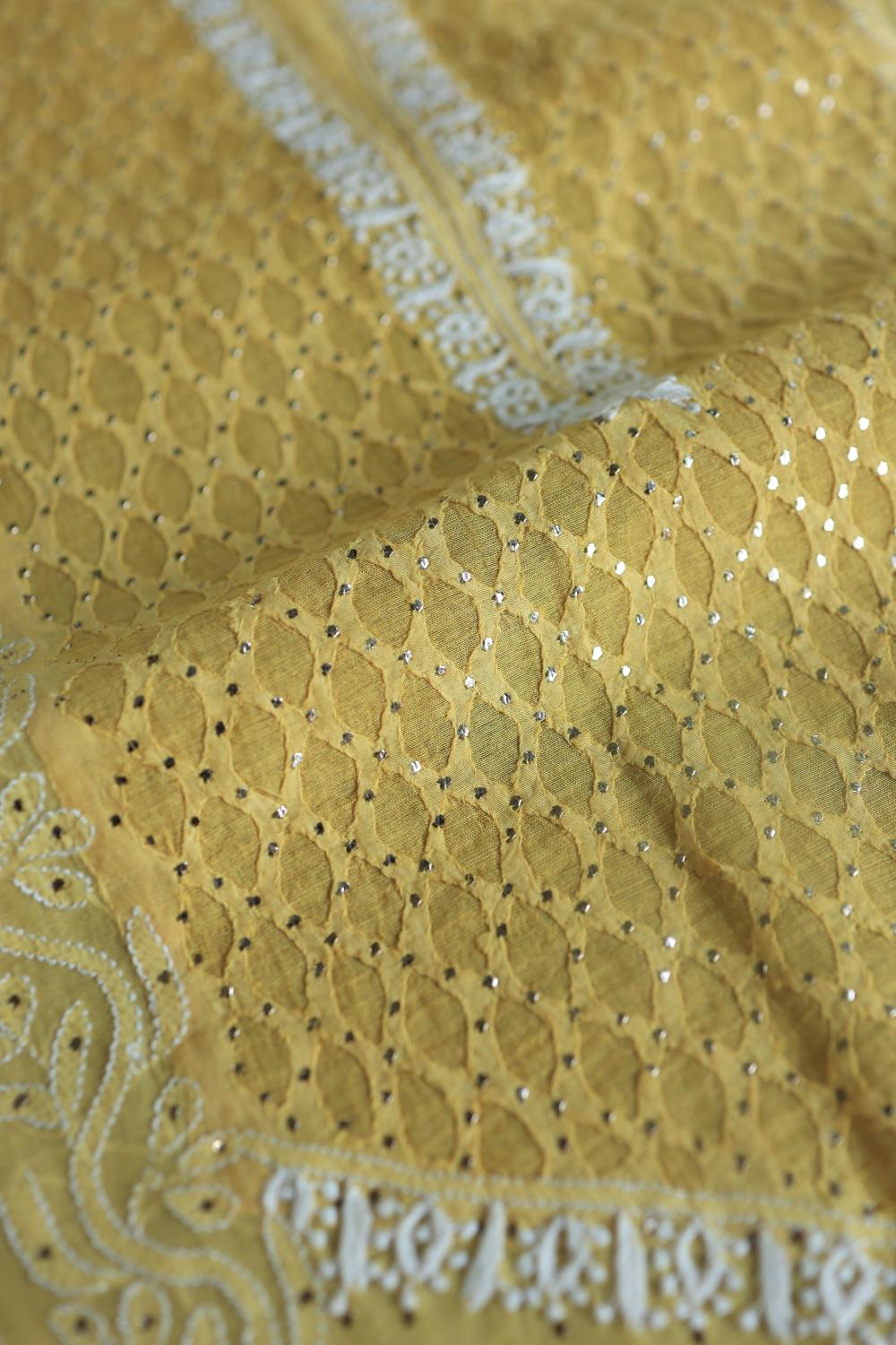 Yellow Daraz Chikankari Kurta Fabrics