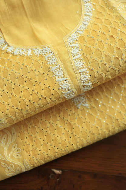 Yellow Daraz Chikankari Kurta Fabrics