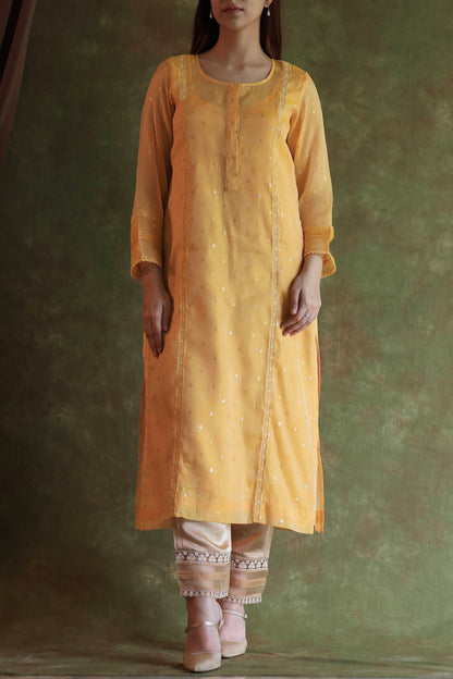Yellow Jamdani X Chikankari Ready To Wear Kurta Dupatta Set