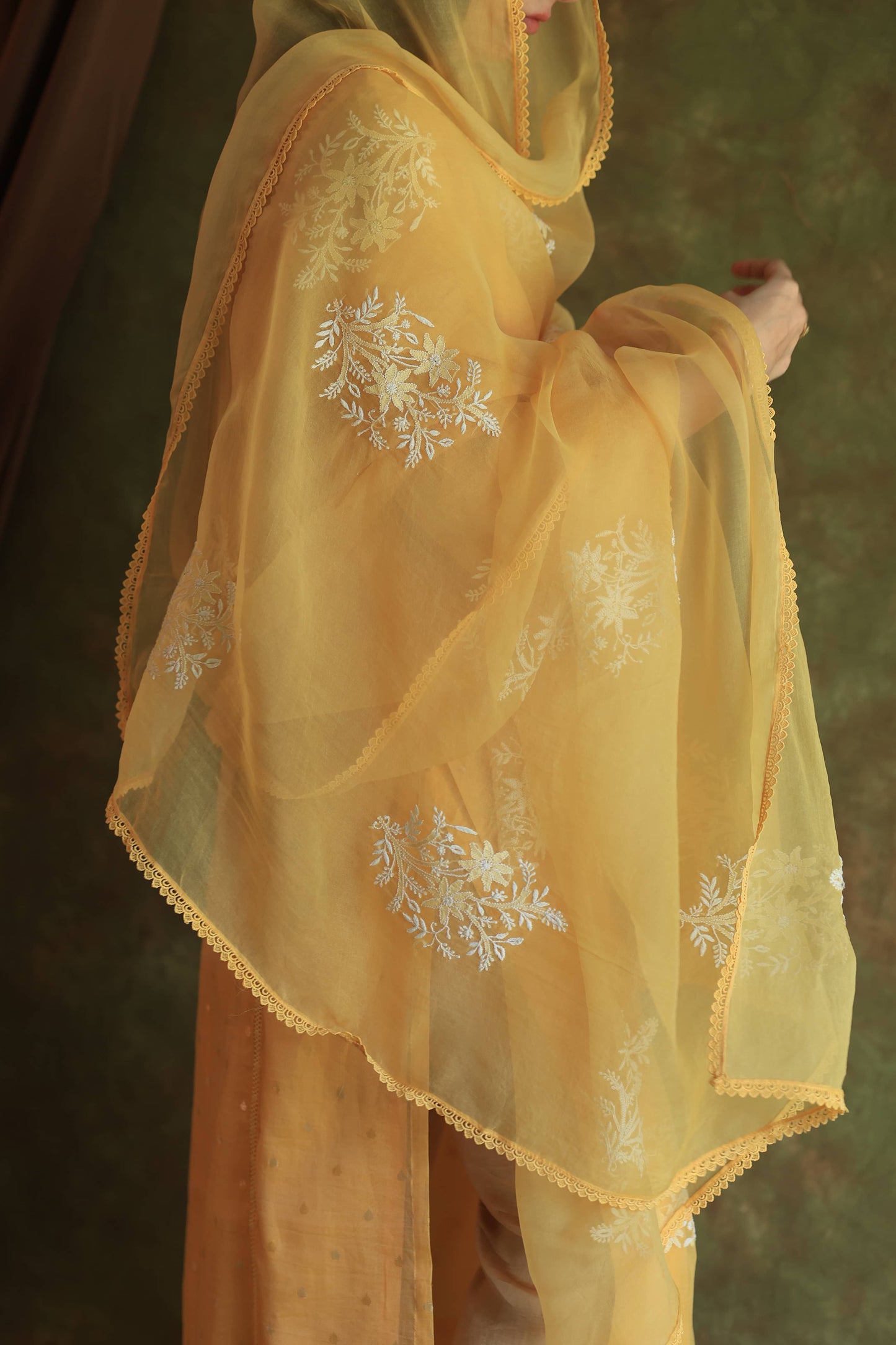 Yellow Jamdani X Chikankari Ready To Wear Kurta Dupatta Set