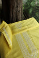 Yellow Linen Chikankari Unstitched Men's Kurta Fabric