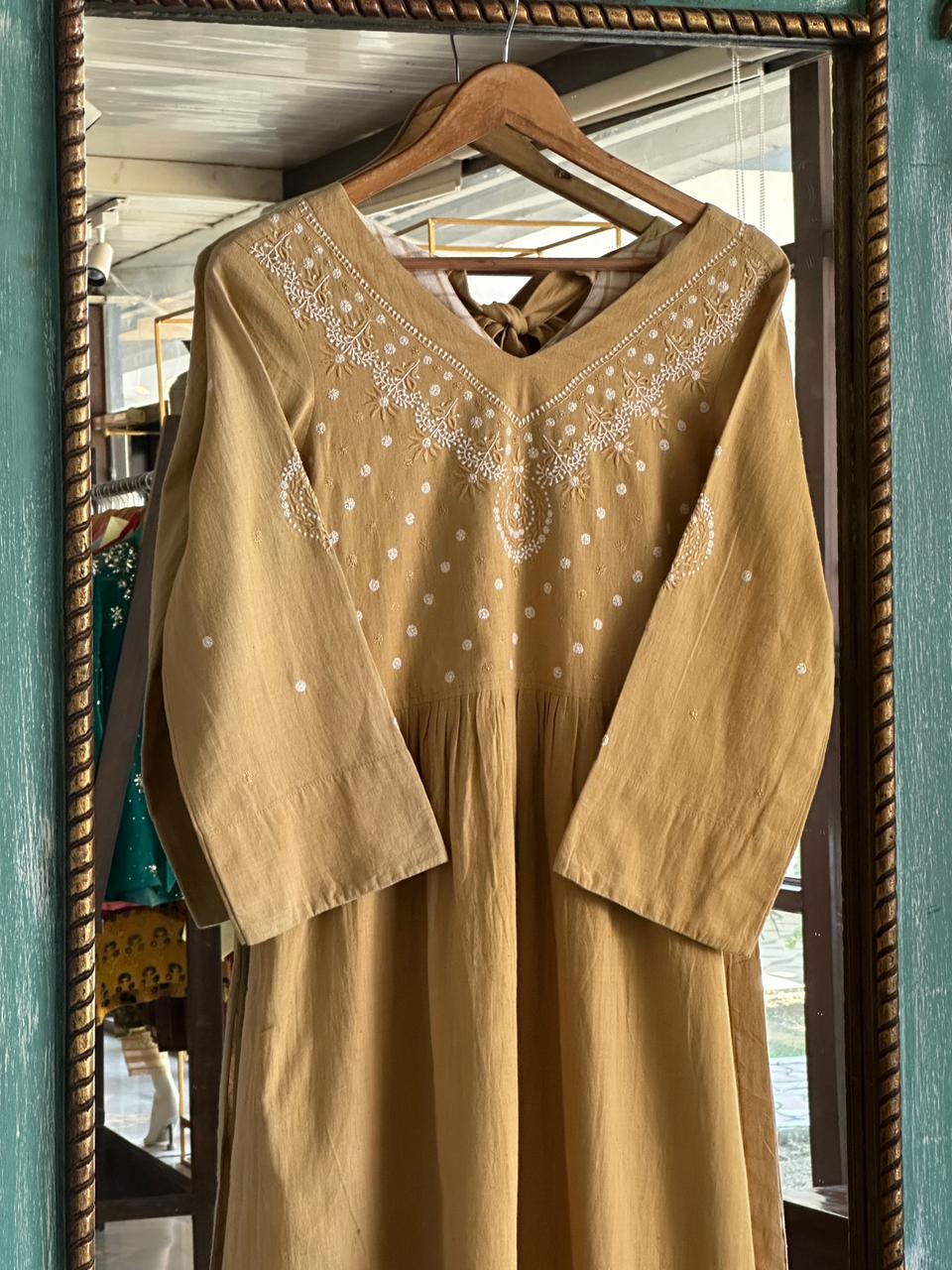 Yellow Malkha Handspun Chikankari Tunic