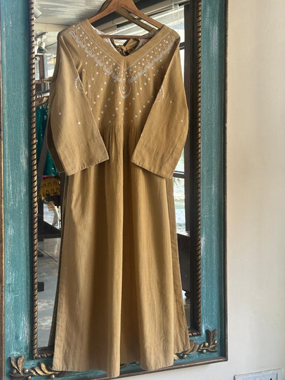 Yellow Malkha Handspun Chikankari Tunic