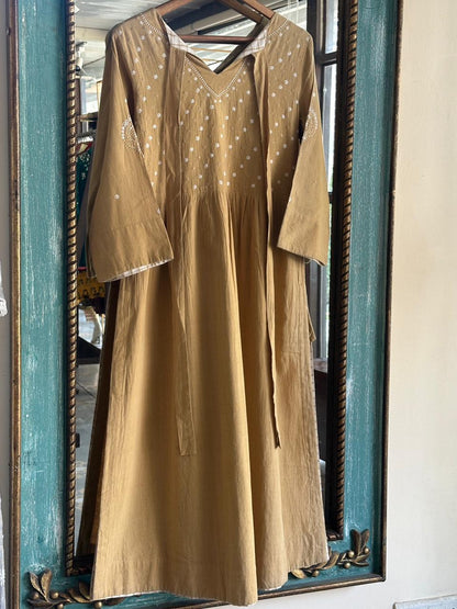 Yellow Malkha Handspun Chikankari Tunic