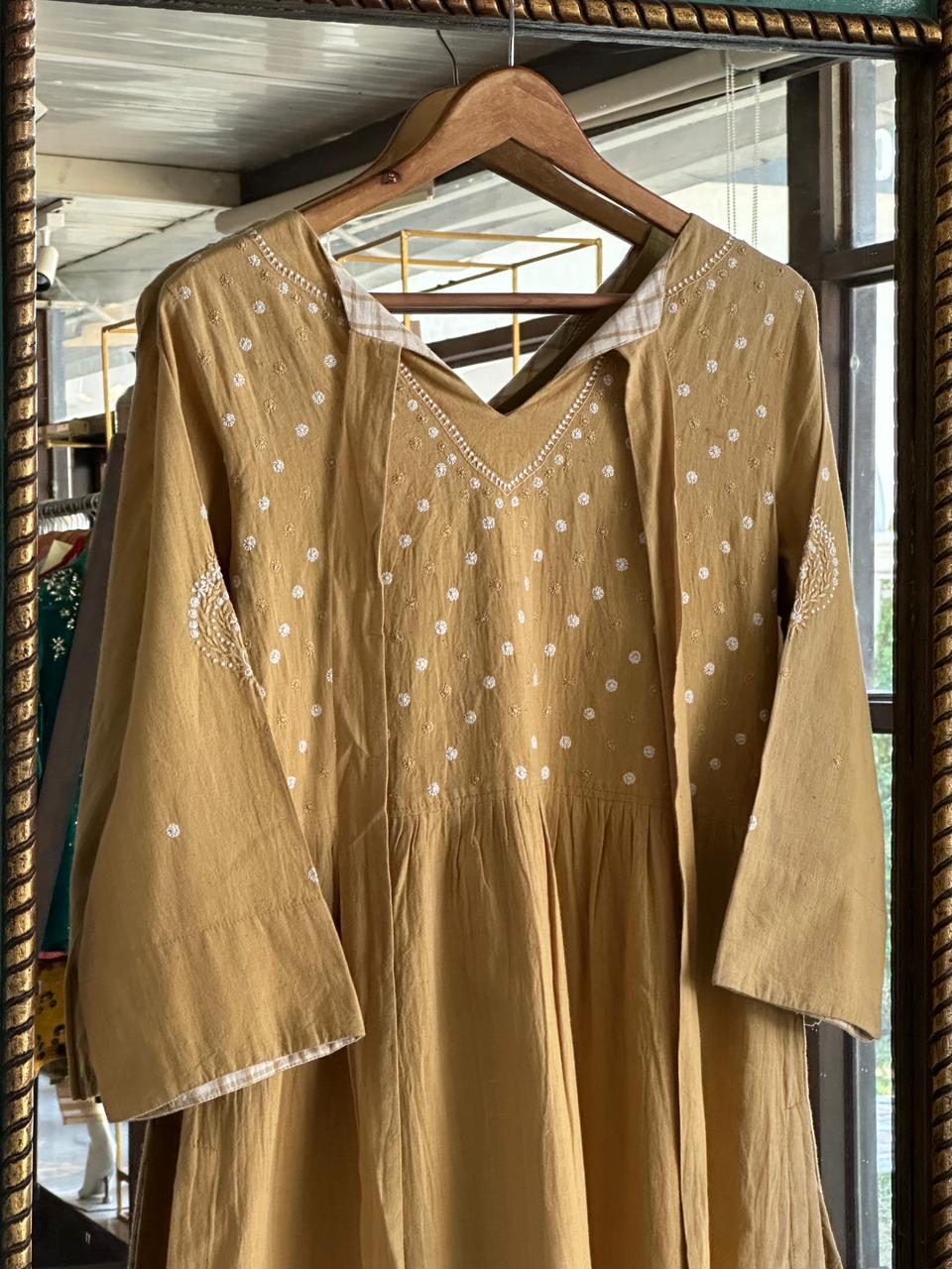 Yellow Malkha Handspun Chikankari Tunic