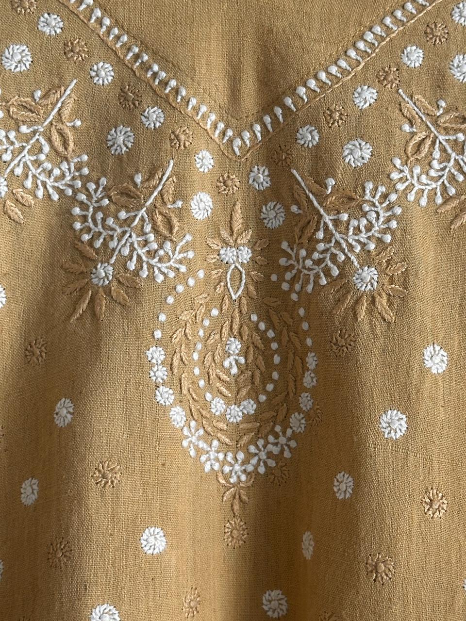 Yellow Malkha Handspun Chikankari Tunic