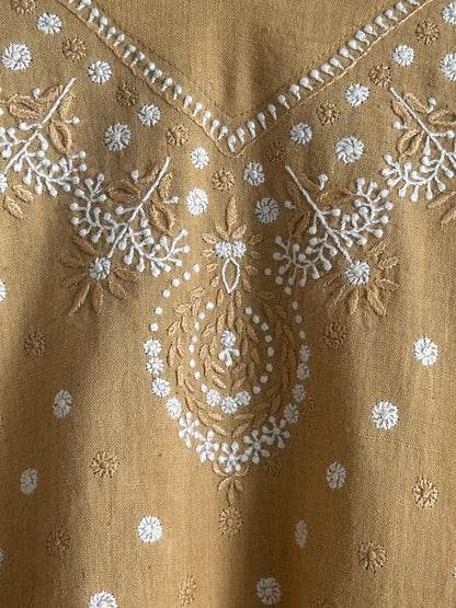 Yellow Malkha Handspun Chikankari Tunic