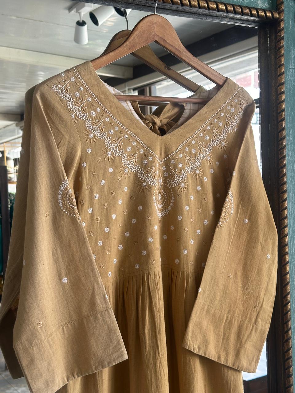 Yellow Malkha Handspun Chikankari Tunic