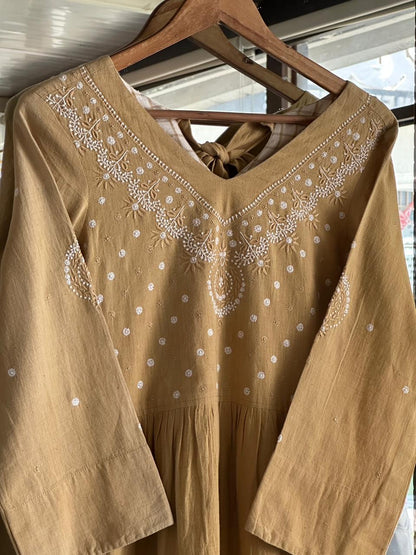Yellow Malkha Handspun Chikankari Tunic