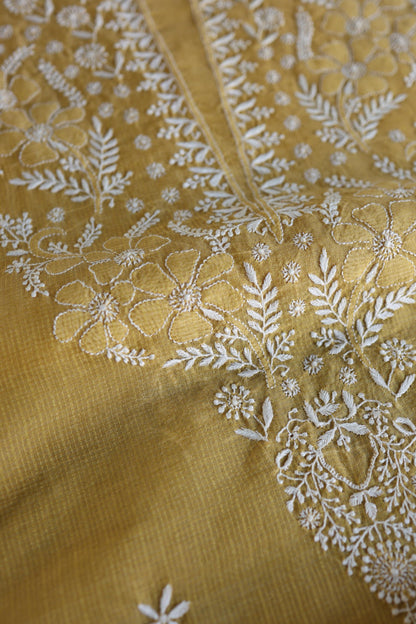Yellow Shade Kota Chikankari Unstitched Fabrics