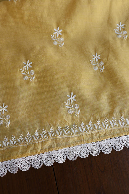 Yellow Shade Kota Chikankari Unstitched Fabrics