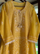 Yellow Shade Malmal Pearl White Chikankari Ready to Wear Kurta Set