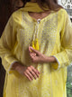 Yellow Soft Mulmul Mirror Work X Chikankari Kurta Set