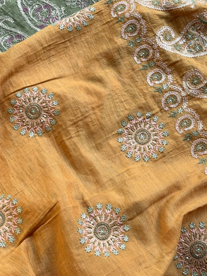 Yellow Tissue Silk Fine Chikankari Boota Dupatta