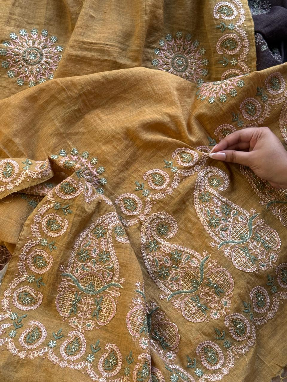 Yellow Tissue Silk Fine Chikankari Boota Dupatta