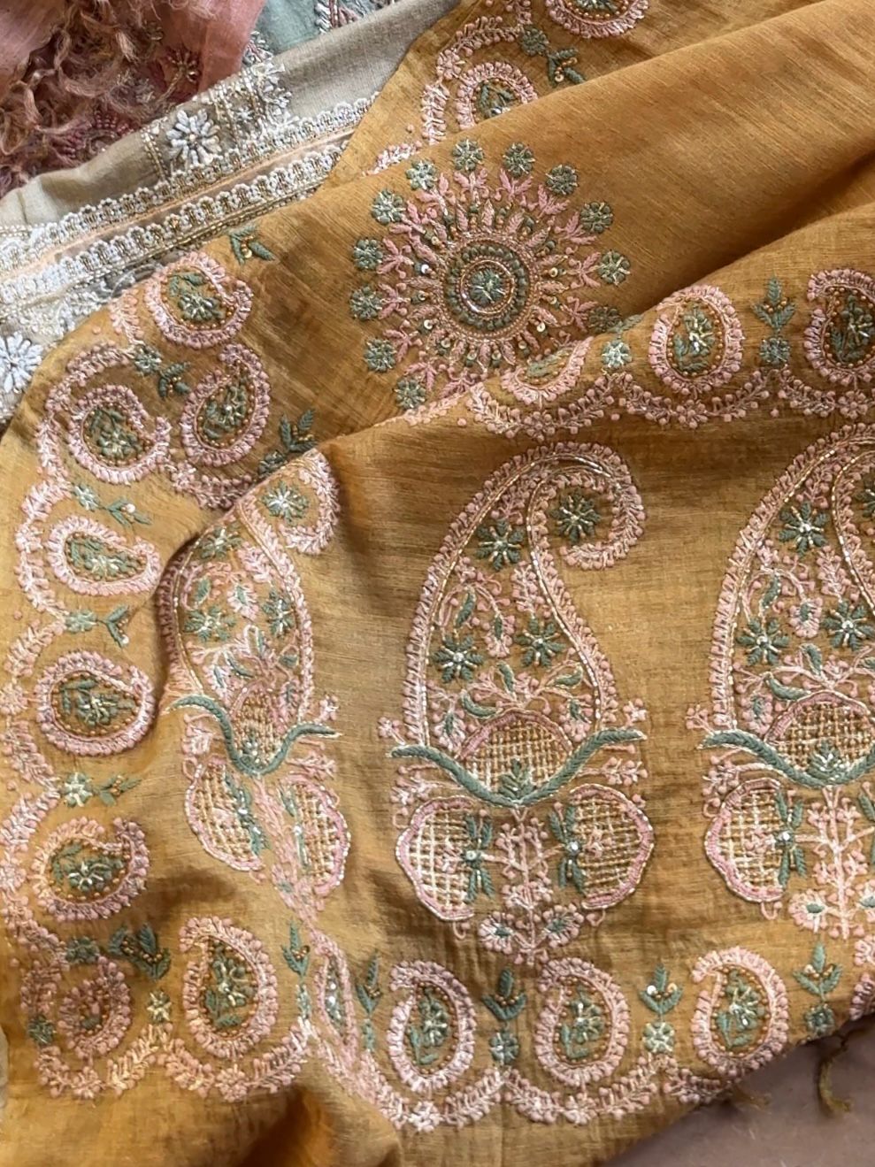 Yellow Tissue Silk Fine Chikankari Boota Dupatta