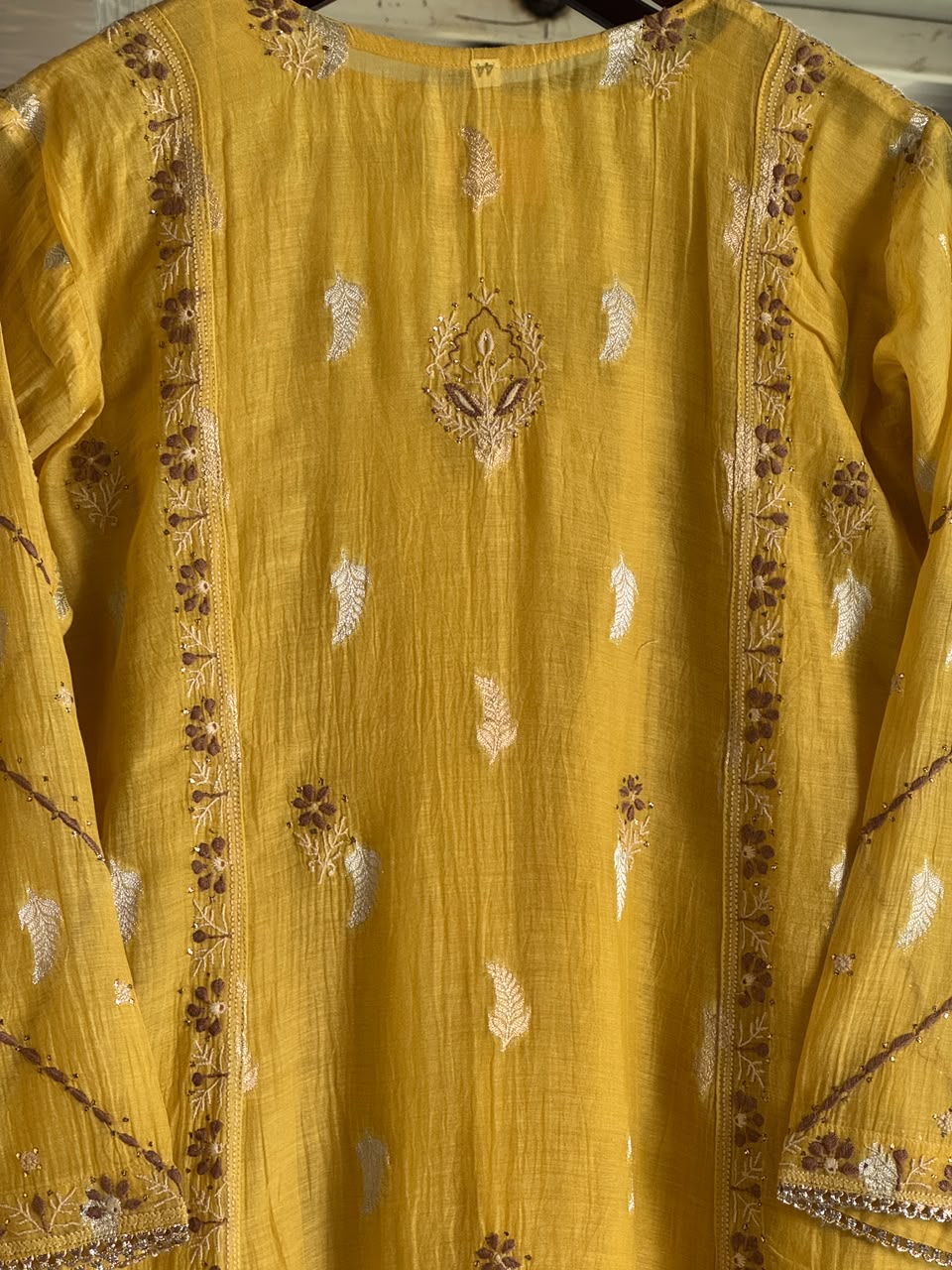 Yellow Zari Chanderi Chikankari Ready to Wear Tunics