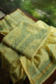 Yellow & Green Shade Mal Cotton Chikankari Unstitched Kurta Dupatta Fabric With Mukaish Kamdani
