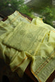 Yellow & Green Shade Mal Cotton Chikankari Unstitched Kurta Dupatta Fabric With Mukaish Kamdani