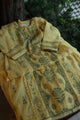 Yellow & Green Shade Malmal Straight Cut Chikankari Pearl & Sequins Kurta Set