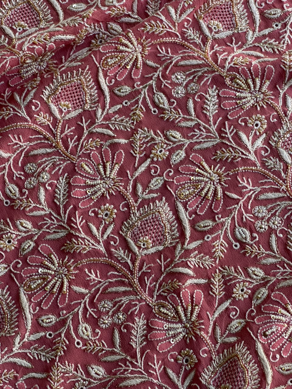 Pink Superfine Pure Georgette Chikankari Kurta Set