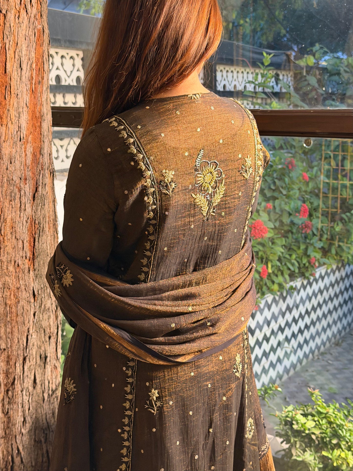 Tissue Silk Bhopali Kurta Dupatta Set