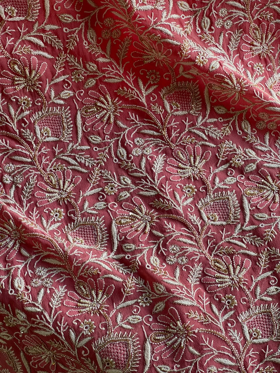 Pink Superfine Pure Georgette Chikankari Kurta Set