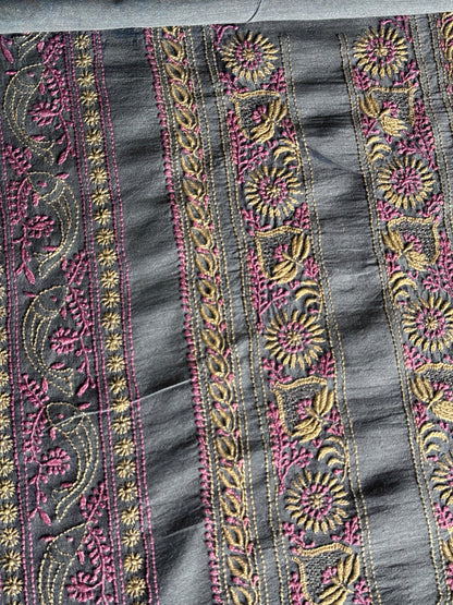 Blue Shade Moonga Silk Chikankari Men’s Kurta Fabric