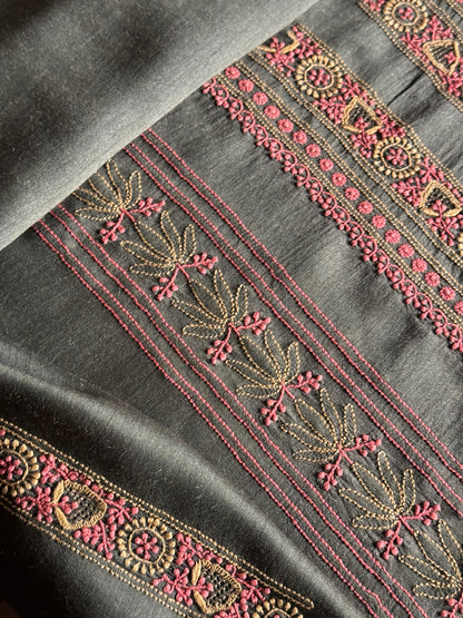 Blue Shade Moonga Silk Chikankari Men’s Kurta Fabric