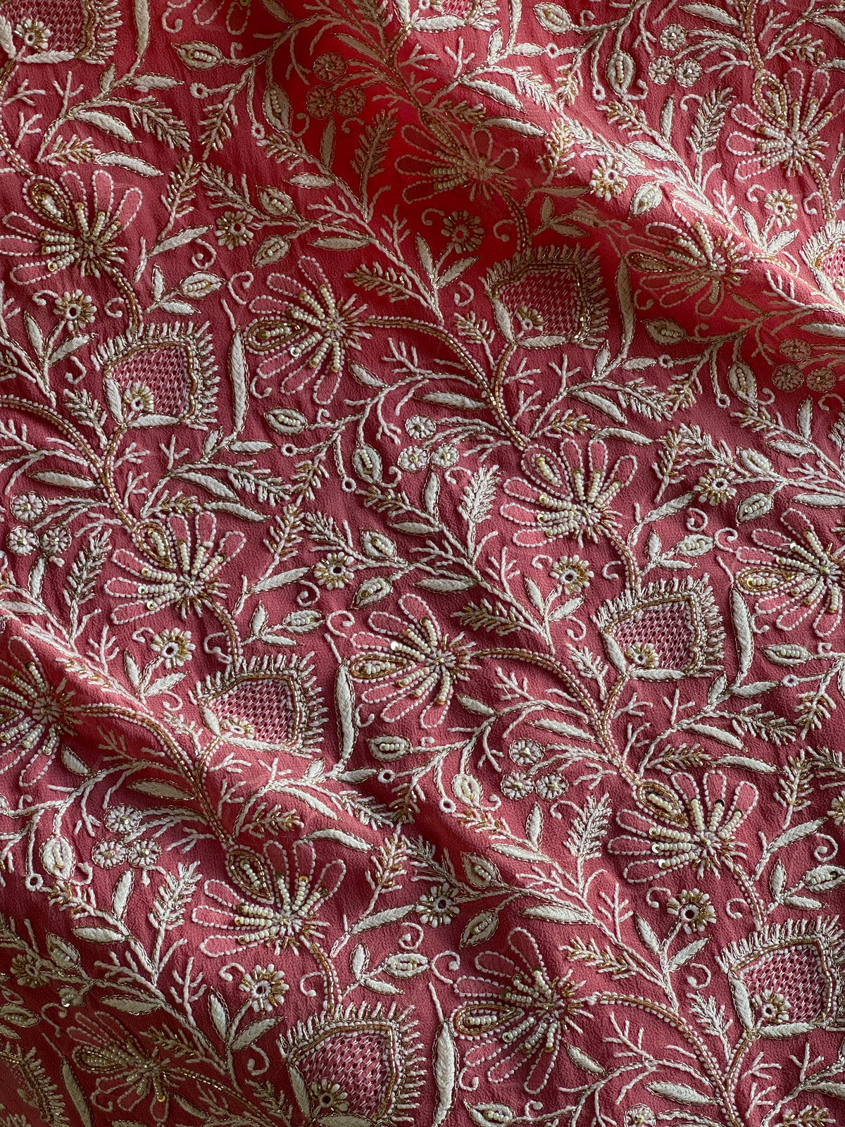 Pink Superfine Pure Georgette Chikankari Kurta Set